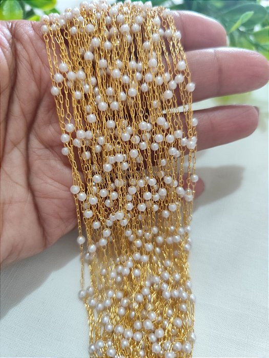 Corrente Pérola 3mm Ouro (mt)