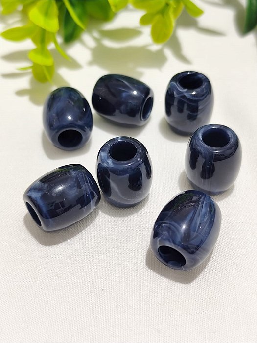 Conta Resina Azul Mesclado 18mm, com furo 7mm (4un)