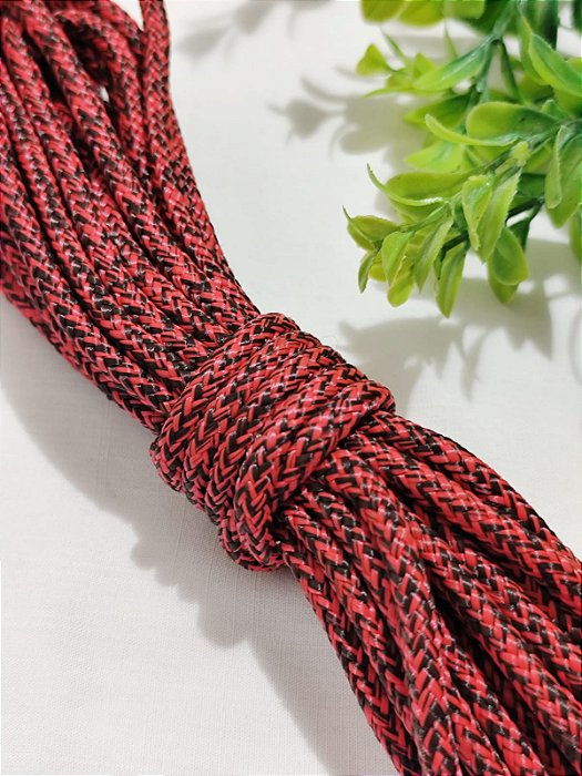 Corda Trançada 6mm Mescla Vermelho (metro)