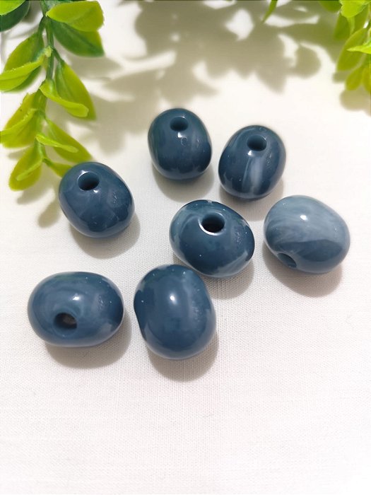 Conta de Resina 15mm Azul Petróleo, furo 5mm (4un)