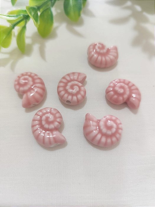 Caracol Porcelana, Passante Rosa 20mm, furo 3mm (un)