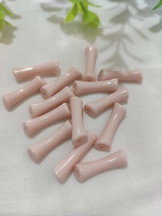 Conta Resina Passante 20mm Rosa Bebê, furo 1mm (6un)