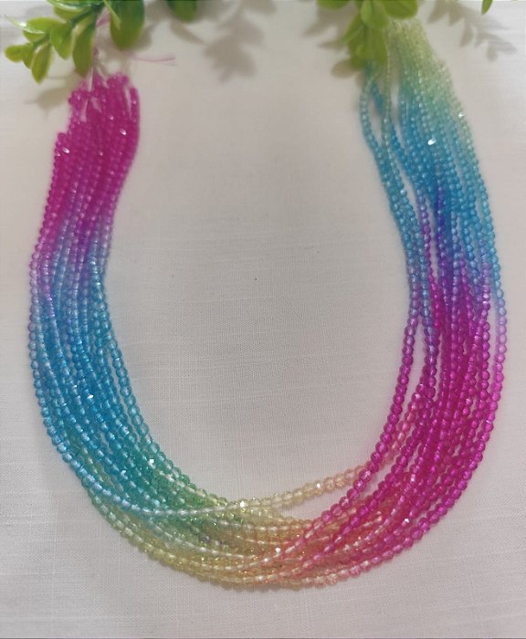 Cristal Tie Dye Pink 3mm (1 fio )