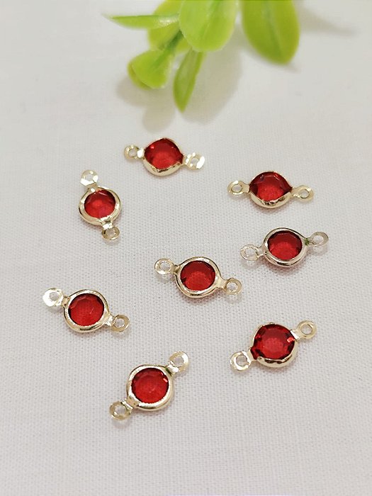 Entremeio Zircônia Vermelho 6mm Ouro (5un)