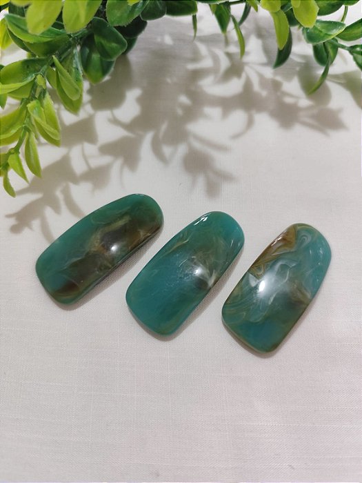 Entremeio para Pulseira Resina 50mm Azul Petróleo Mesclado (un)