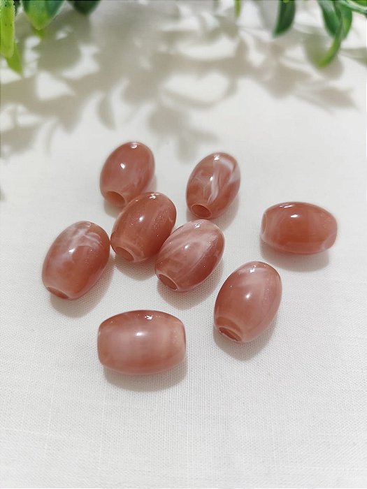 Conta de Resina Rosê Mesclado 13mm, furo 4mm (4un)
