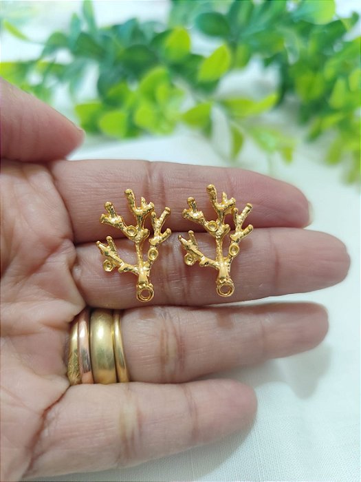Brinco Coral 25mm Ouro, com 1 saída (par)