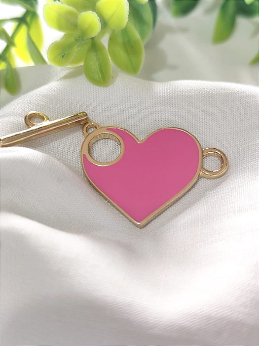Fecho Coração Resinado Pink (un)