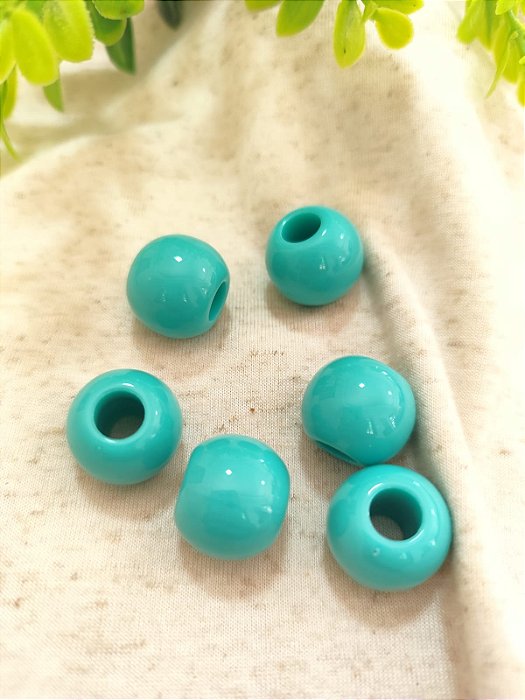 Bola resina 18mm, abertura 7mm Turquesa (4un)