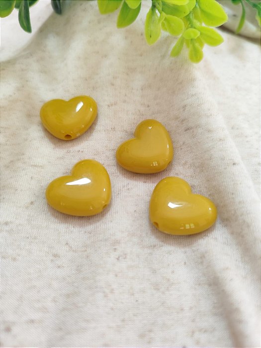Resina Coração 20mm Mostarda (un)
