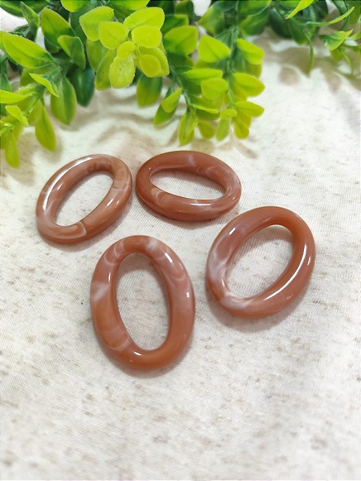 Entremeio Resina Oval 39mm Rosê Mesclado (4un)