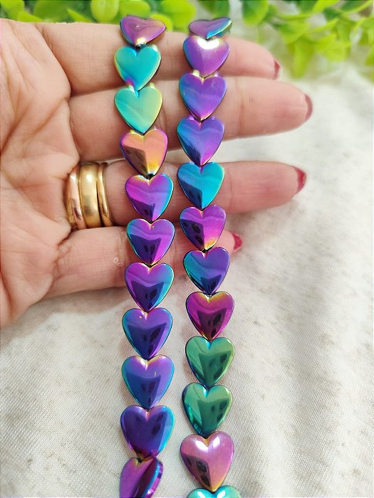 Coração Hematita Furta-cor 10mm (5un)