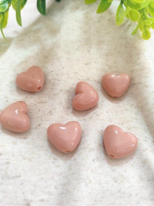 Coração Resina 15mm Rosê (un)