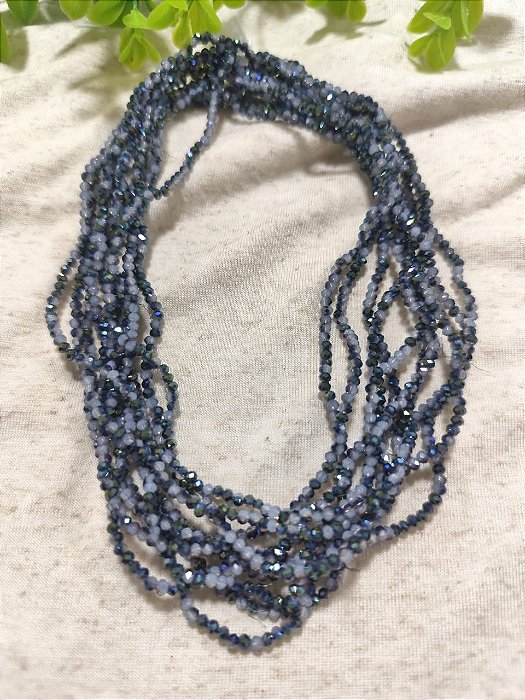 Cristal Azul Mesclado com cinza 2mm (1 fio - 160un)