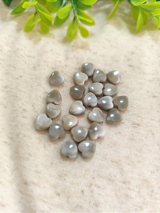 Coração Passante Resina 9mm Cinza Mesclado (10gr -Aproximadamente 49un)