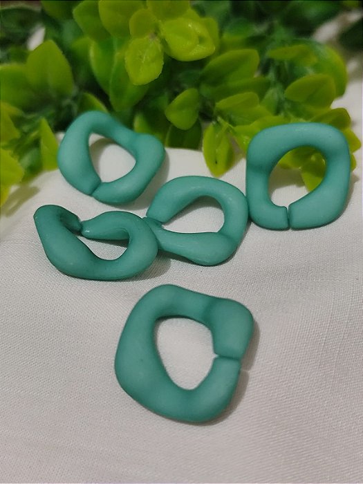 Elo de Resina Quadrado Turquesa Fosco 30mm, abertura 15mm (4un)