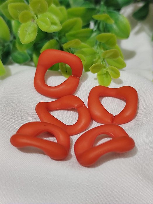 Elo de Resina Quadrado Coral Fosco 30mm, abertura 15mm (4un)