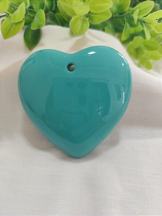 Pingente Coração Resina Turquesa 60mm (un)