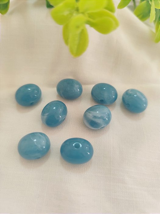 Conta de Resina 10mm Azul Mesclado, furo2mm (6un)