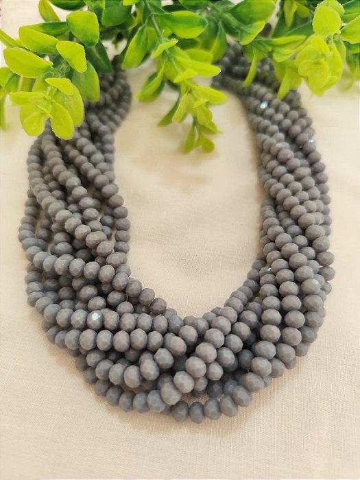 Cristal Cinza Leitoso 6mm (1 fio - Aproximadamente 86un)