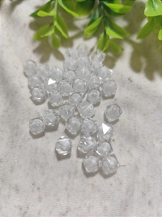 Cristal Acrílico Quadrado 8mm Branco (10gr - Aproximadamente 41un)