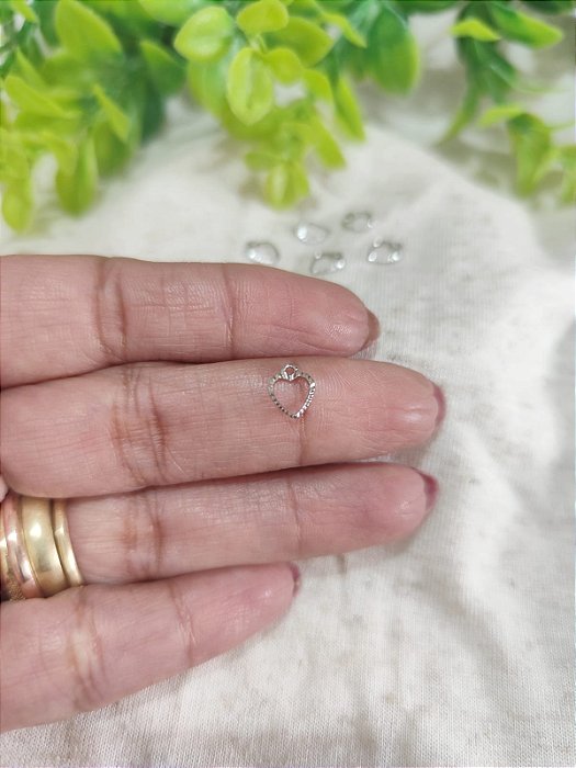 Pingente Coração Trabalhado Vazado Mini 8mm Níquel (5un)