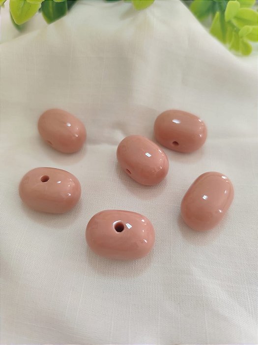 Conta de Resina 15mm Nude, furo3mm (4un)