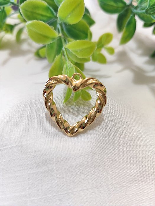 Pingente Coração Torcido 30mm Ouro (un)