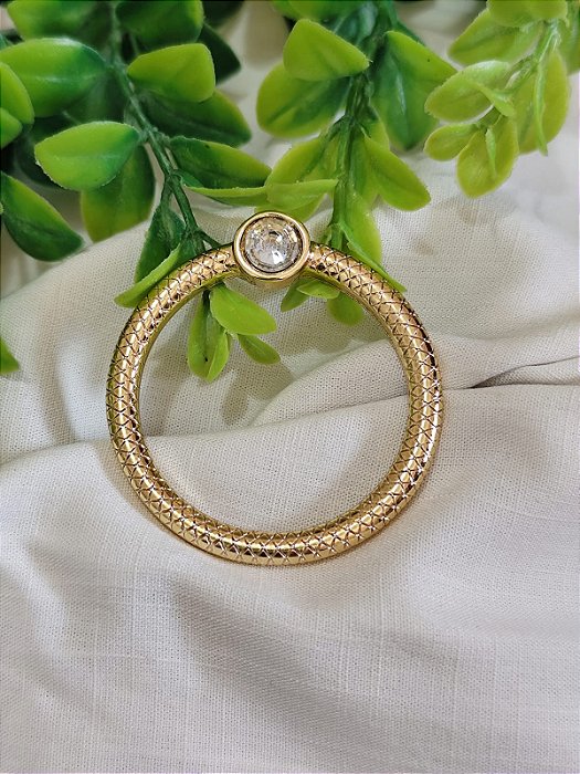 Entremeio Argola com Strass 50mm Ouro (un)