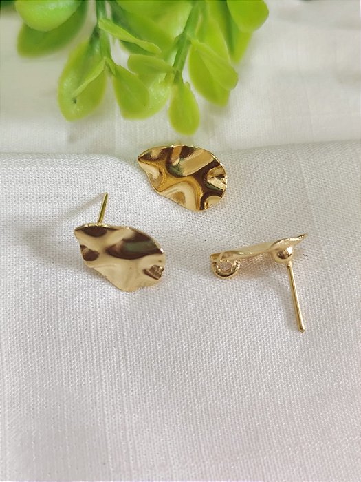 Brinco Martelado Gota 20mm Ouro, com argola embutida (par)
