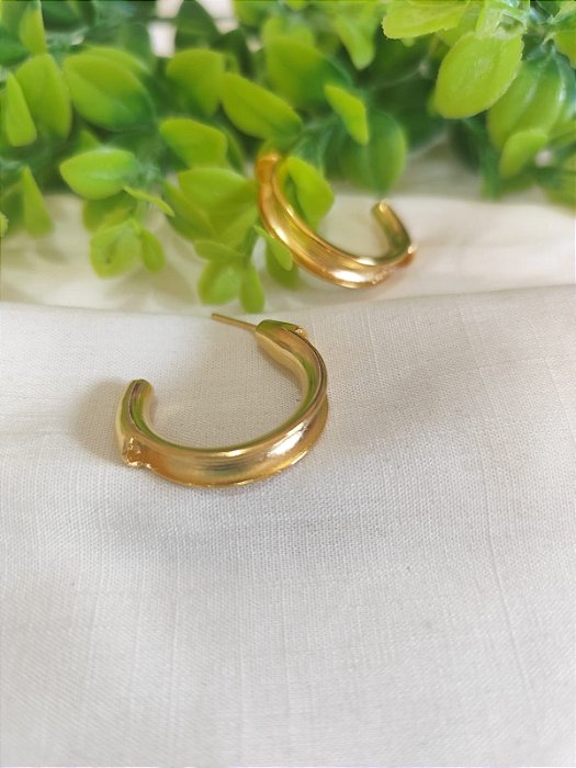 Brinco Meia Argola Ouro 30mm para cordas e cordões (par)