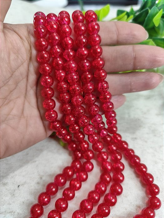 Conta de Murano 8mm Vermelho (1 fio - Aproximadamente 54un)