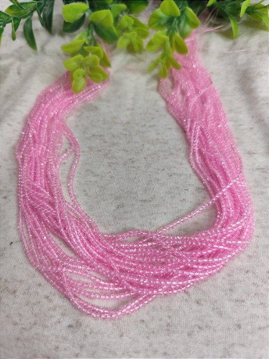 Cristal 1mm Rosa Translúcido (1 fio)