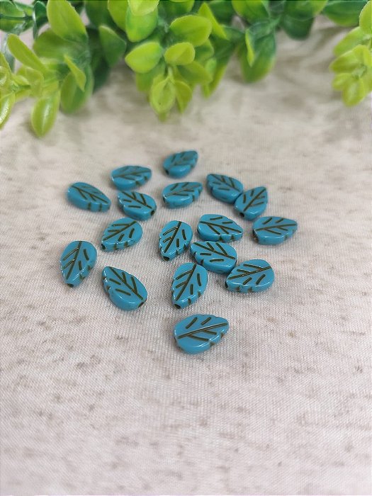 Folha Passante Resina Turquesa 13mm (5un)