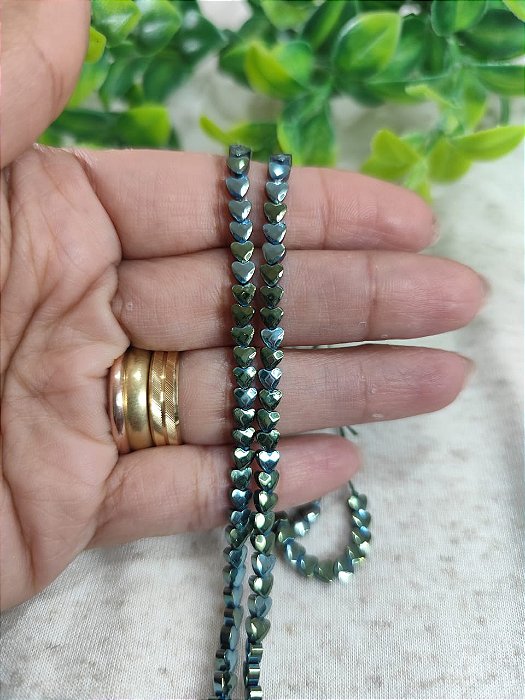 Coração Hematita Facetado Mini Verde 4mm (10un)