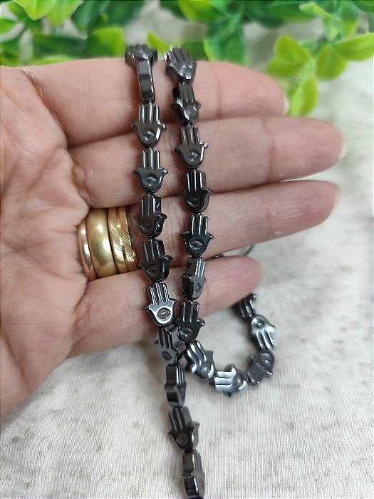 Mão de Fátima Passante Hematita Grafite (5un)