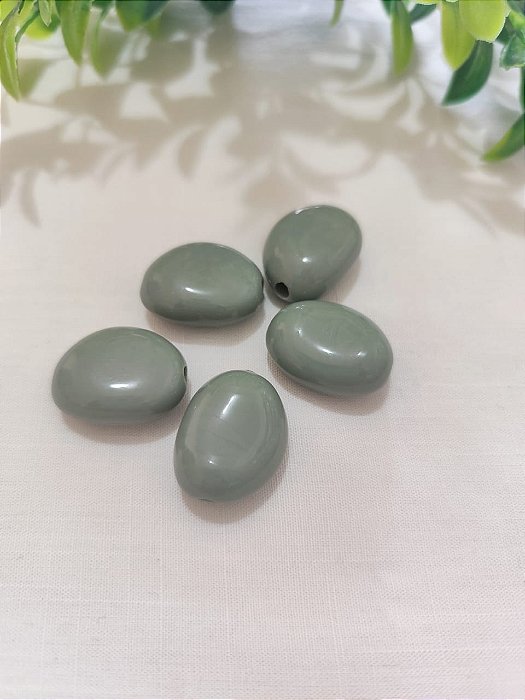 Conta Resina 23mm Menta, furo 3mm (4un)