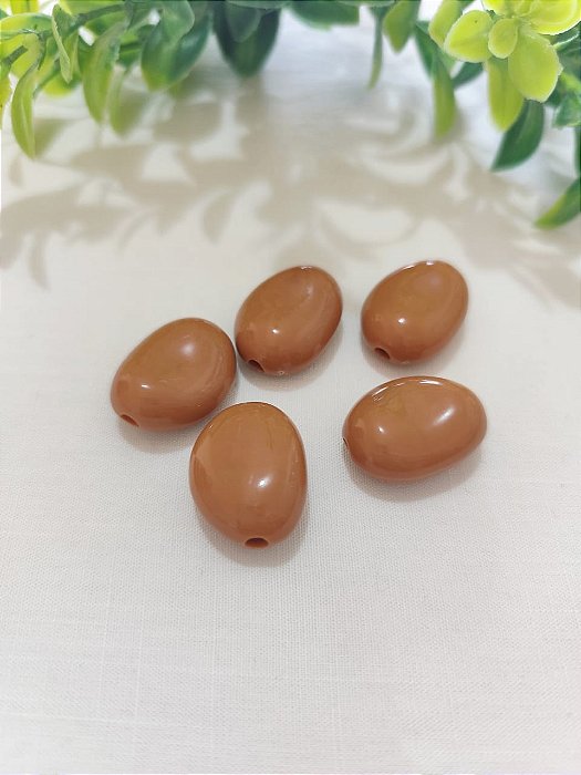 Conta Resina 23mm Terra, furo 3mm (4un)