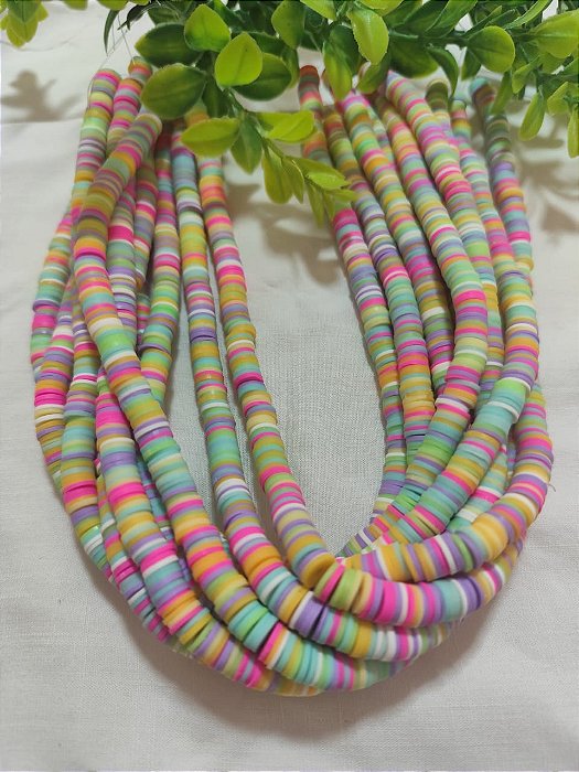 Disco de Fimo Emborrachado 8mm Coloridos Verde (1 fio - Aproximadamente 350un)