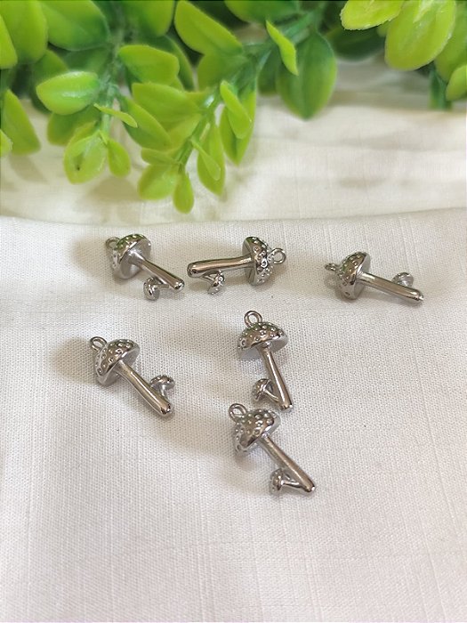 Pingente Cogumelo Níquel 20mm (un)