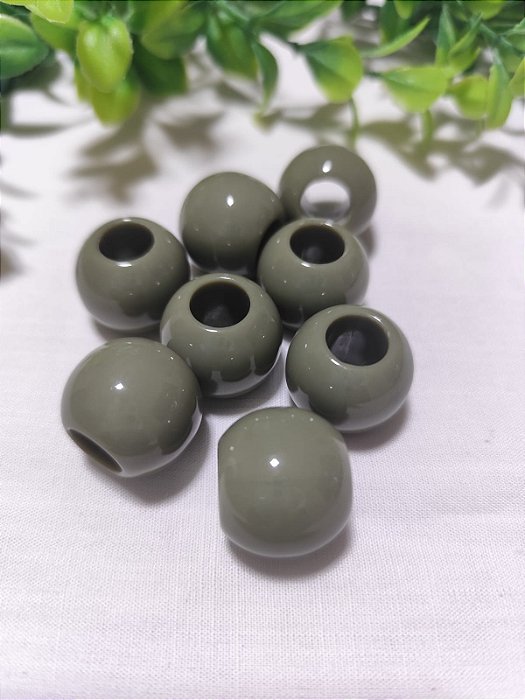 Bola Resina 20mm Verde Militar, abertura 9mm (6un)