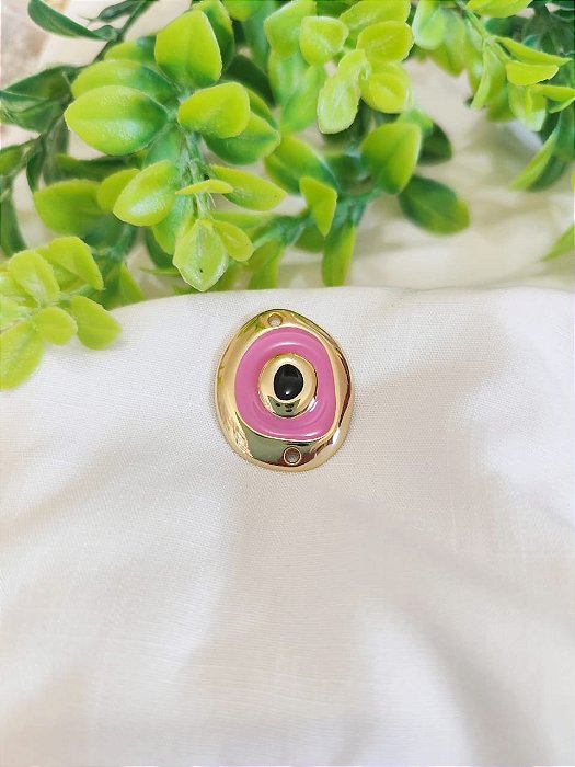 Entremeio Olho Grego Resinado Pink com Preto (un)