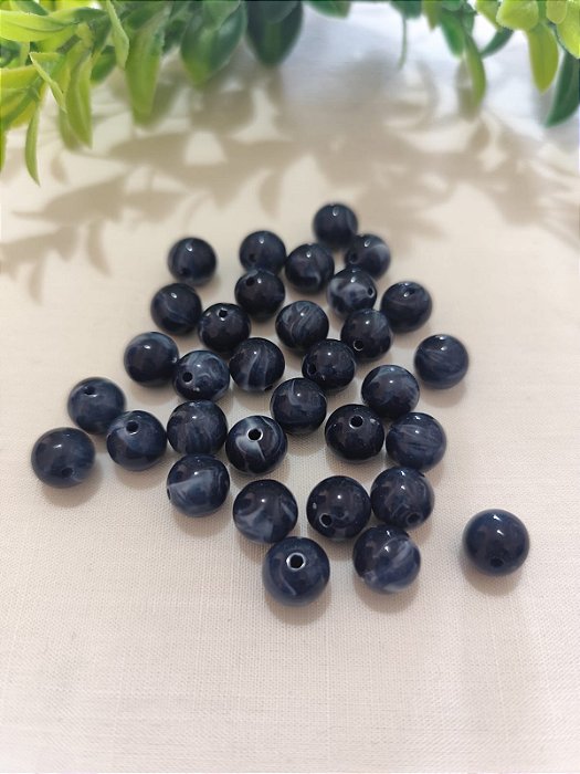 Bola Resina 10mm Azul Mesclado (20gr - Aproximadamente 40un)