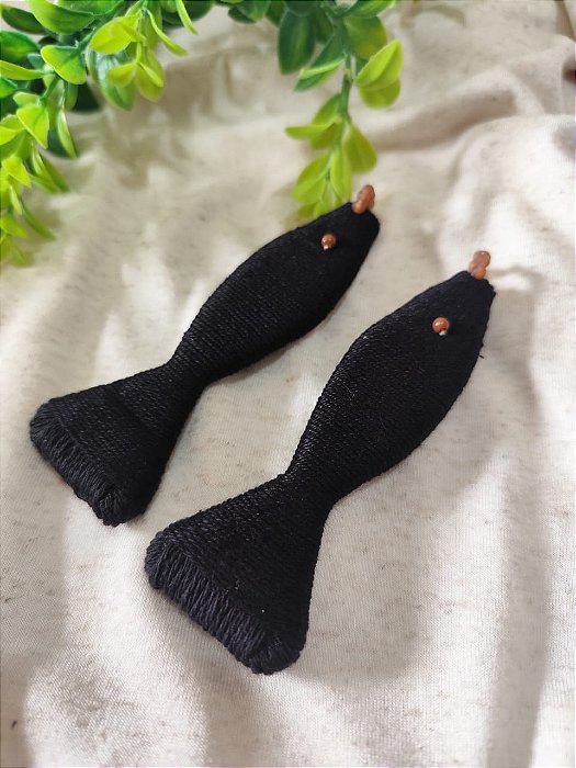 Pingente Peixe Artesanal Preto 11cm (un)