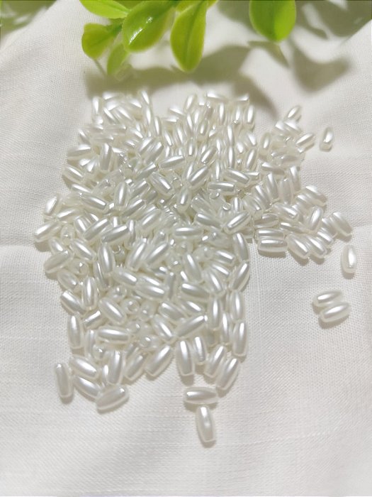 Pérola de ABS Arroz Marfim 6mm (10gr - Aproximadamente 110un)