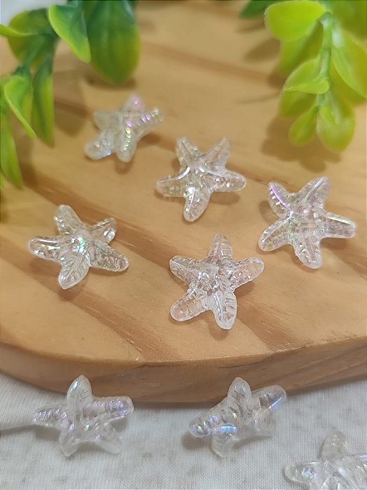 Estrela do Mar Resina Acrílica 20mm Furta-cor passante (10gr - Aproximadamente 13un)