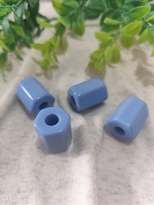 Conta Resina Cilindro 25mm Azul Jeans, furo 7mm (2un)