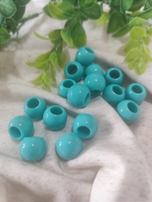 Bola Resina 15mm Turquesa, abertura 7mm (6un)
