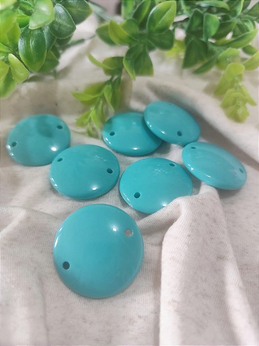 Entremeio Resina Turquesa 34mm, com dois furos (un)