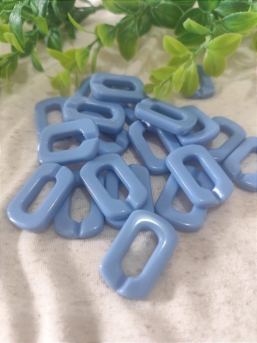 Elo de Resina Retangular 30mm Azul abertura 18mm (6un)